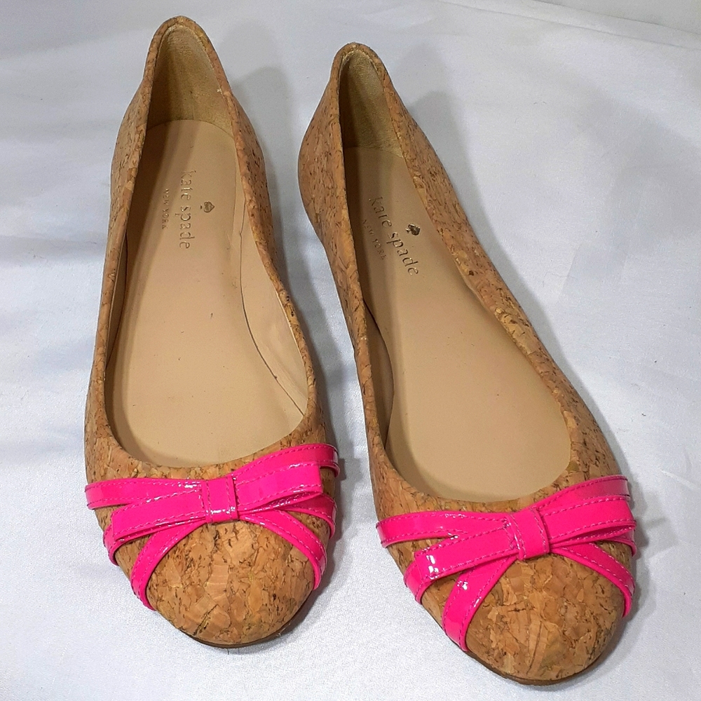 Kate Spade Cork and hot pink Flats